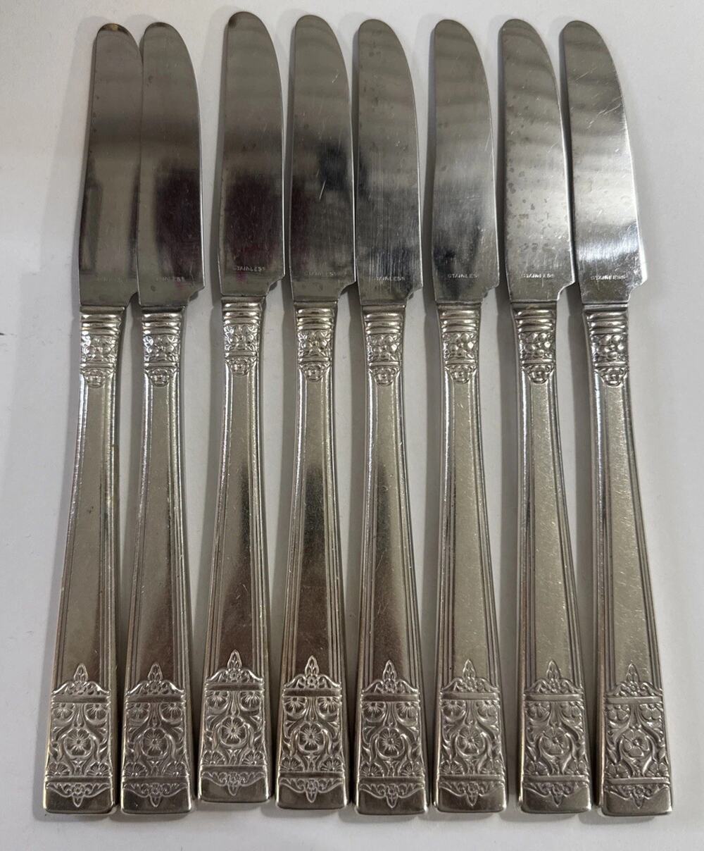 Set of 8 Grille Knives - Inauguration Pattern Silverplate by National Silver